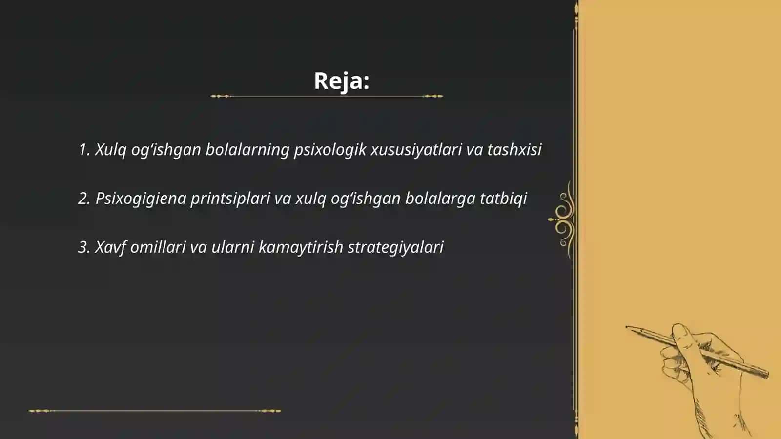 Xulq ogʻishgan bolalar psixologiyasining psixogigienasi psixoprofilaktikasi 2