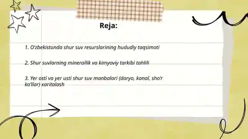O‘zbekistonda shur suv resurslarining hududiy taqsimoti 2
