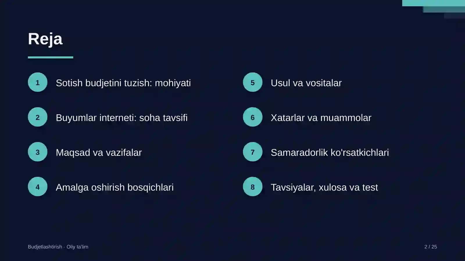 Buyumlar interneti sohasida sotish budjetini tuzish 2