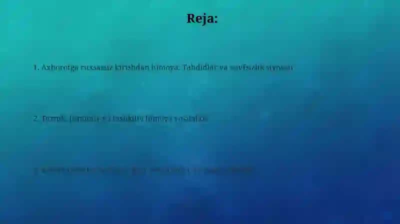 Axborotlarga ruxsatsiz kirishdan himoya qilish: Tahdidlar va turlari 2