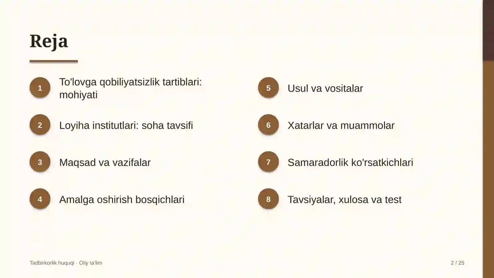 Loyiha institutlarida to'lovga qobiliyatsizlik tartib-taomillari 2