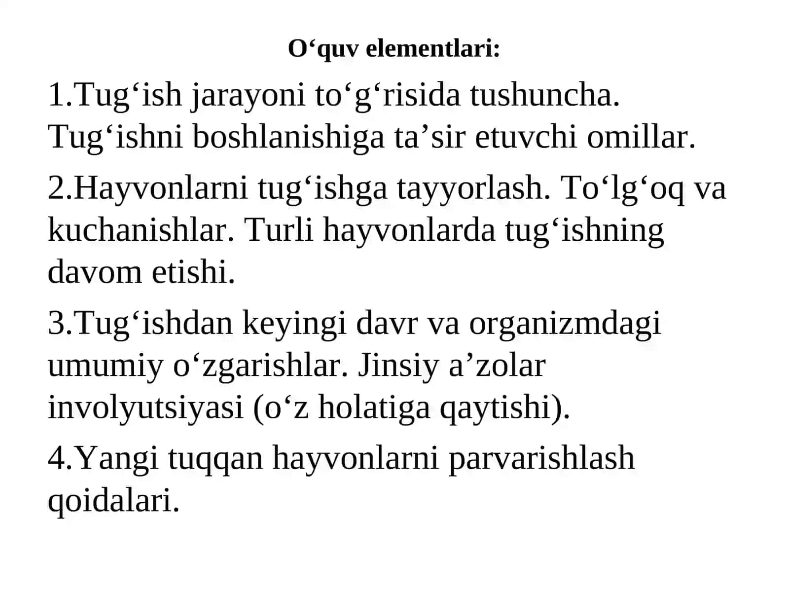8-ma’ruza:TUG‘ISH VA TUG‘ISHDAN KEYINGI DAVR FIZIOLOGIYASI 2