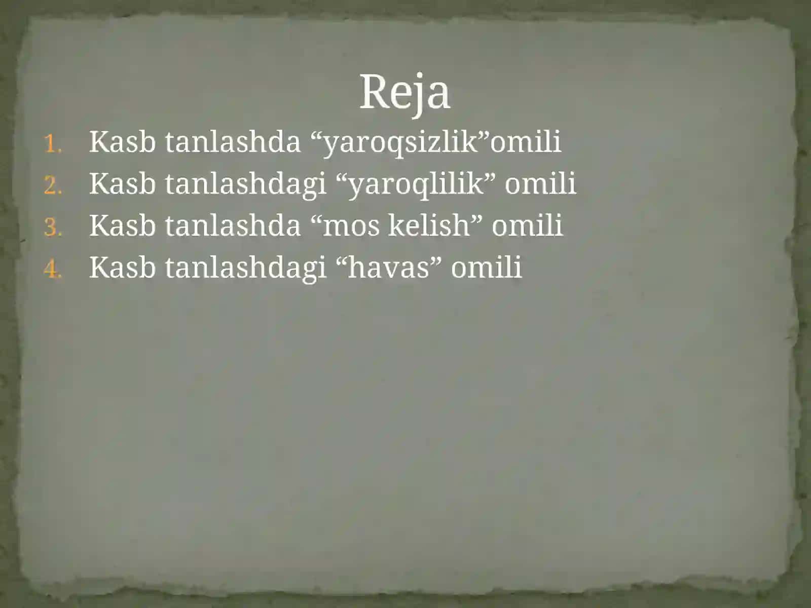 Kasb hunar egallashda inson salomatligiga qo’yilgan talablar 2