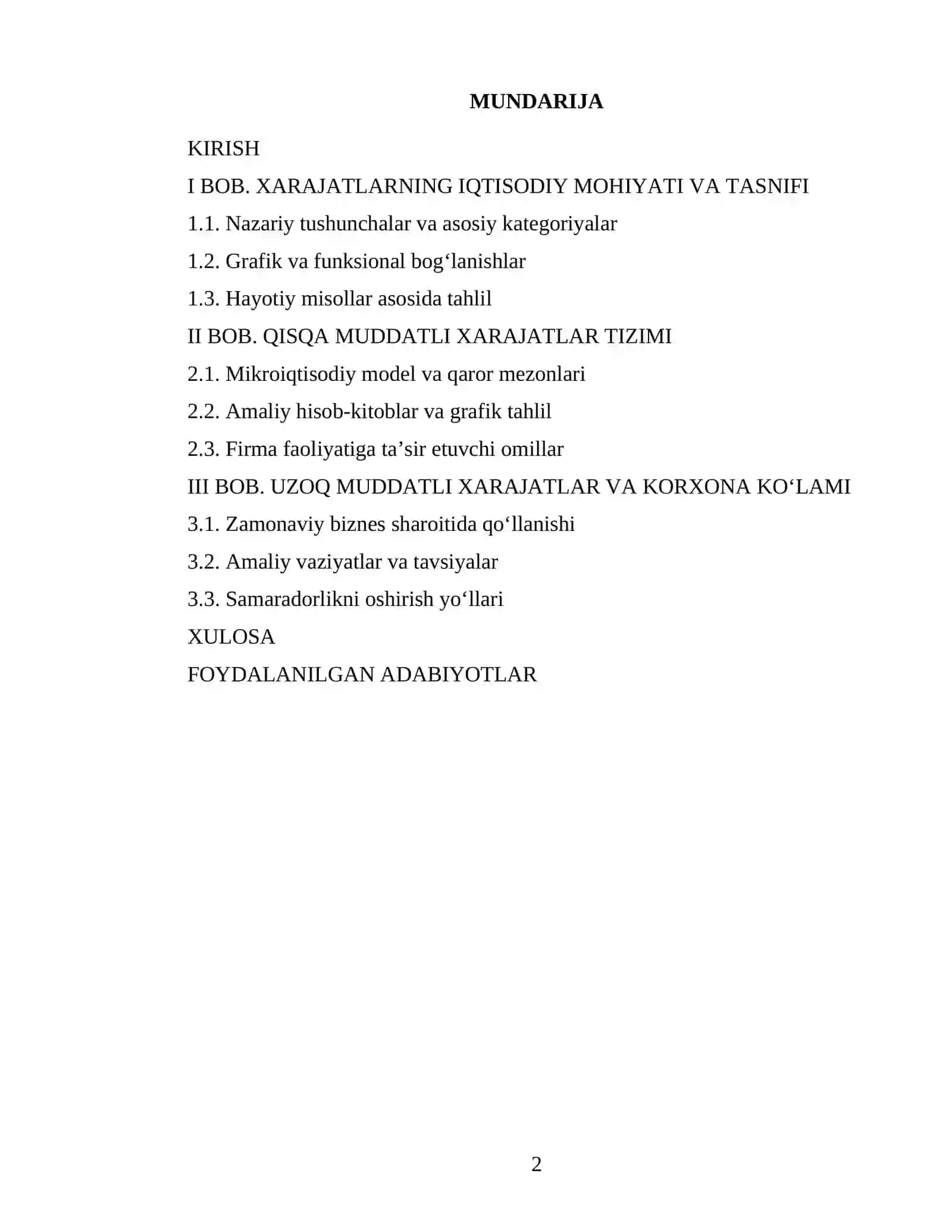 ISHLAB CHIQARISH XARAJATLARI 2