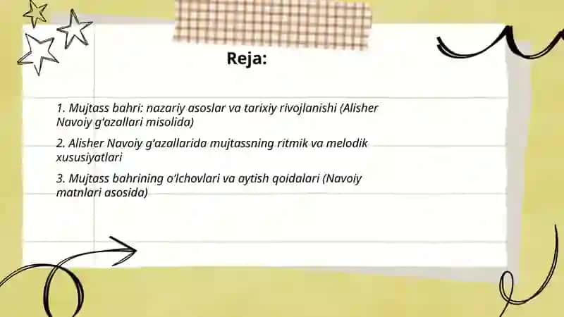 Mujtass bahri vaznlari tahlili (Alisher Navoiy gʻazallari asosida) 2