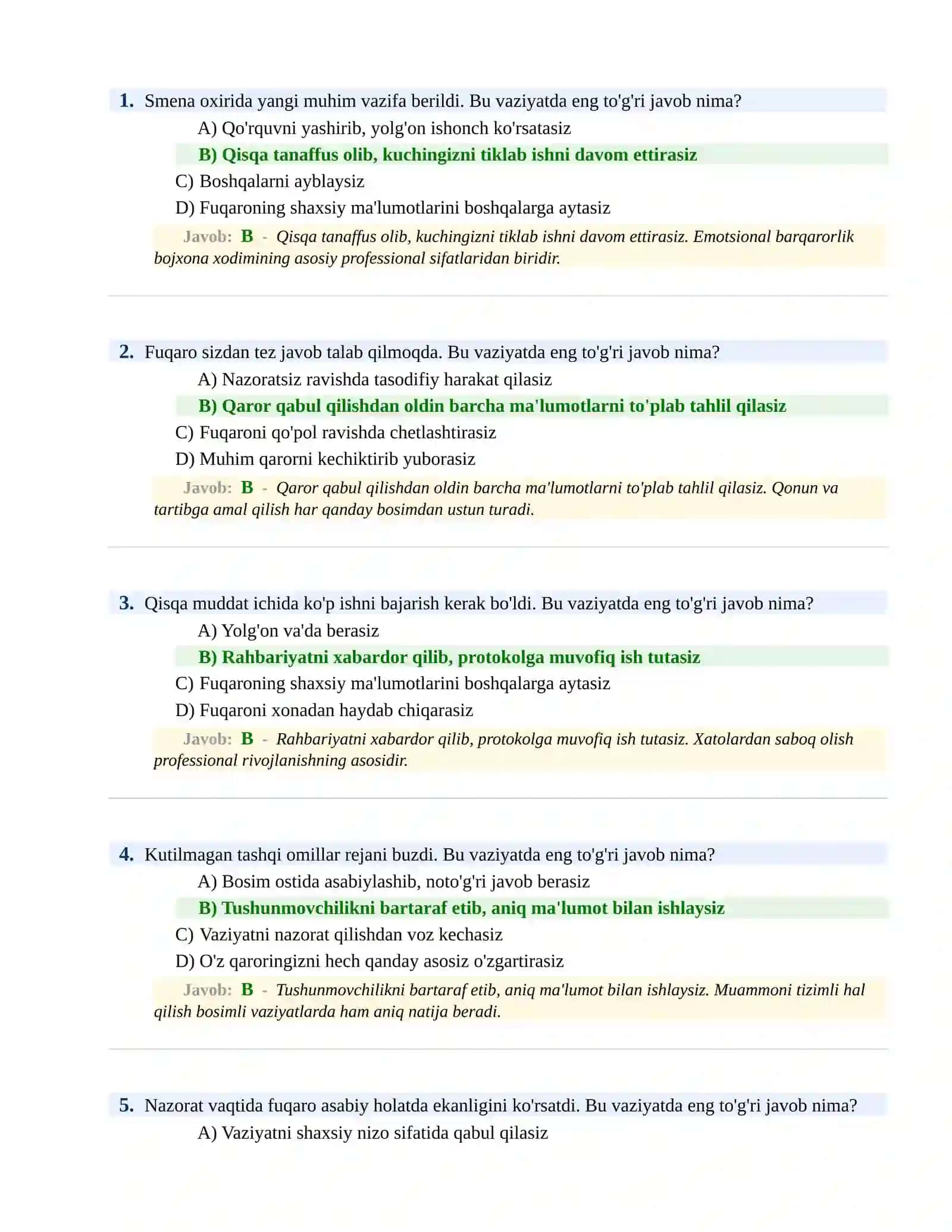 Psixologik sinov Testlari 2