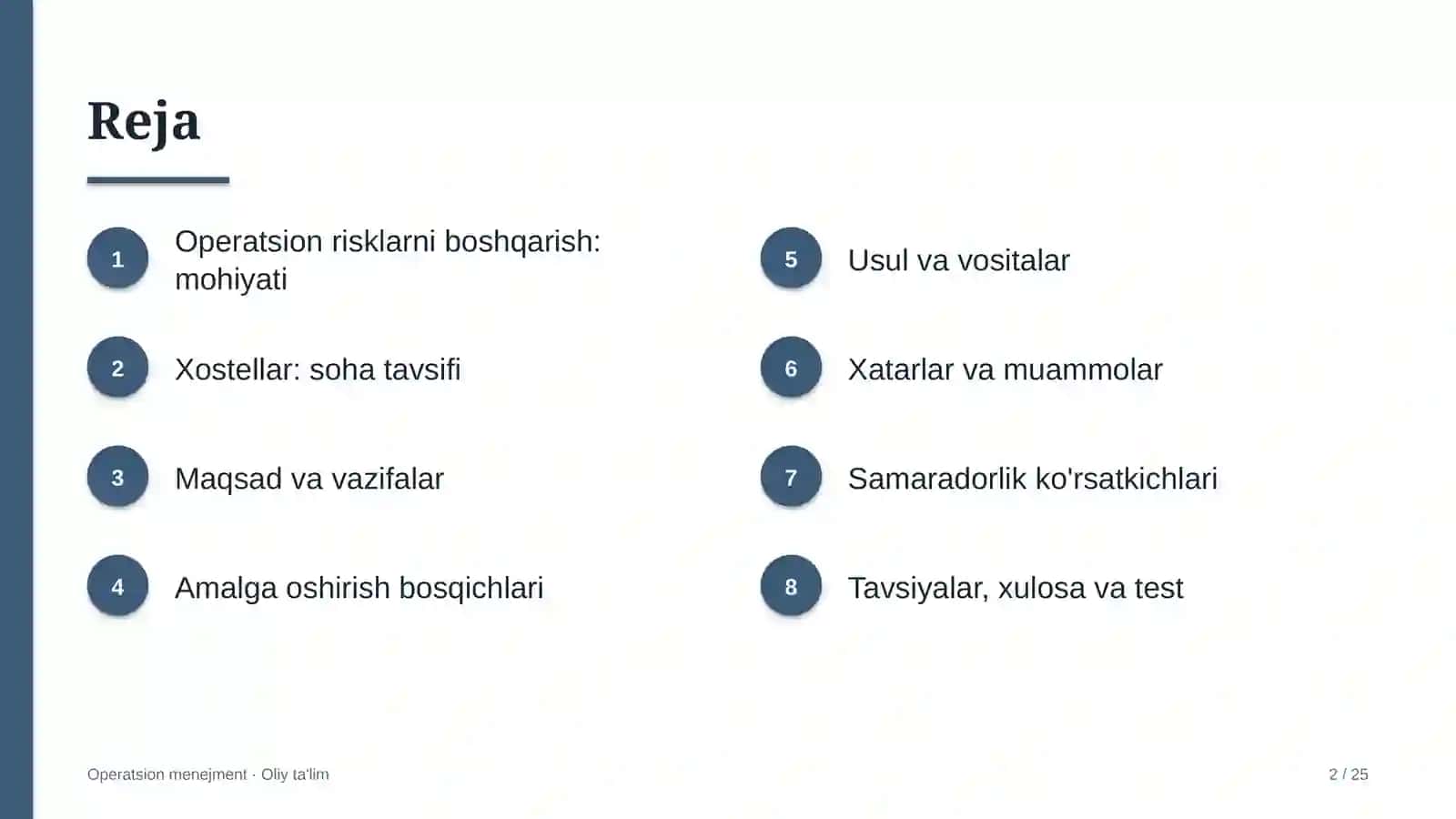 Xostellarda operatsion risklarni boshqarish 2