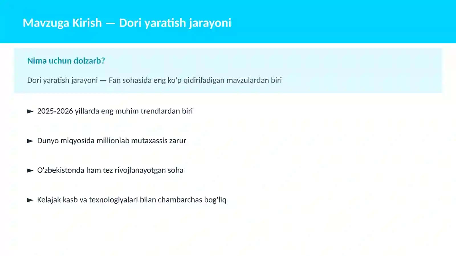 Dori yaratish jarayoni 2