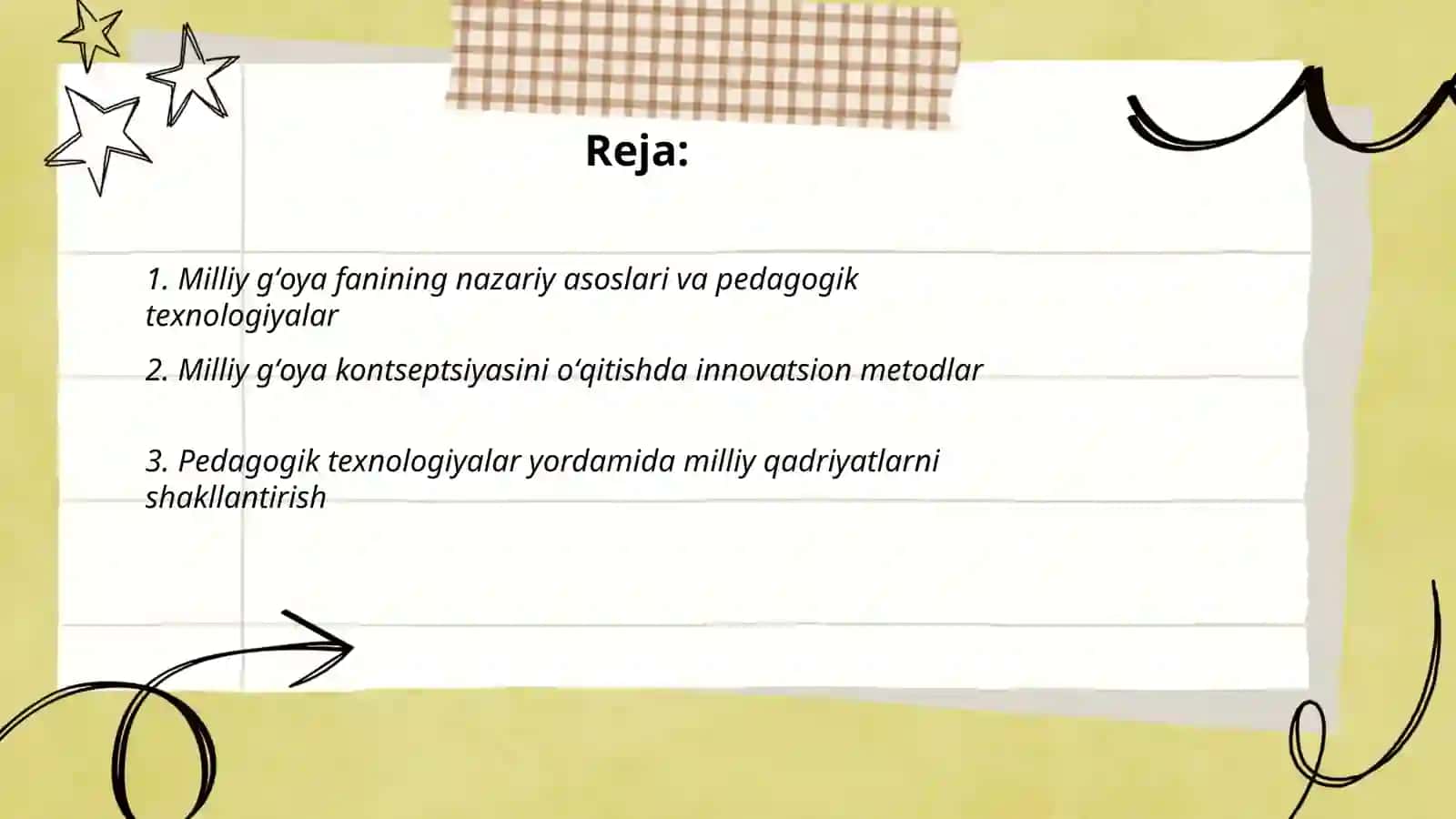 Milliy gʻoya fanining pedagogik texnologiya asosida oʻqitish nazariyasi 2