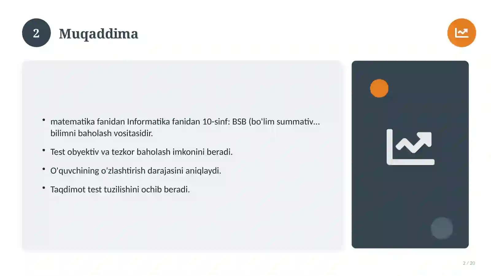 Informatika fanidan 10-sinf: BSB (bo'lim summativ baholash) 2