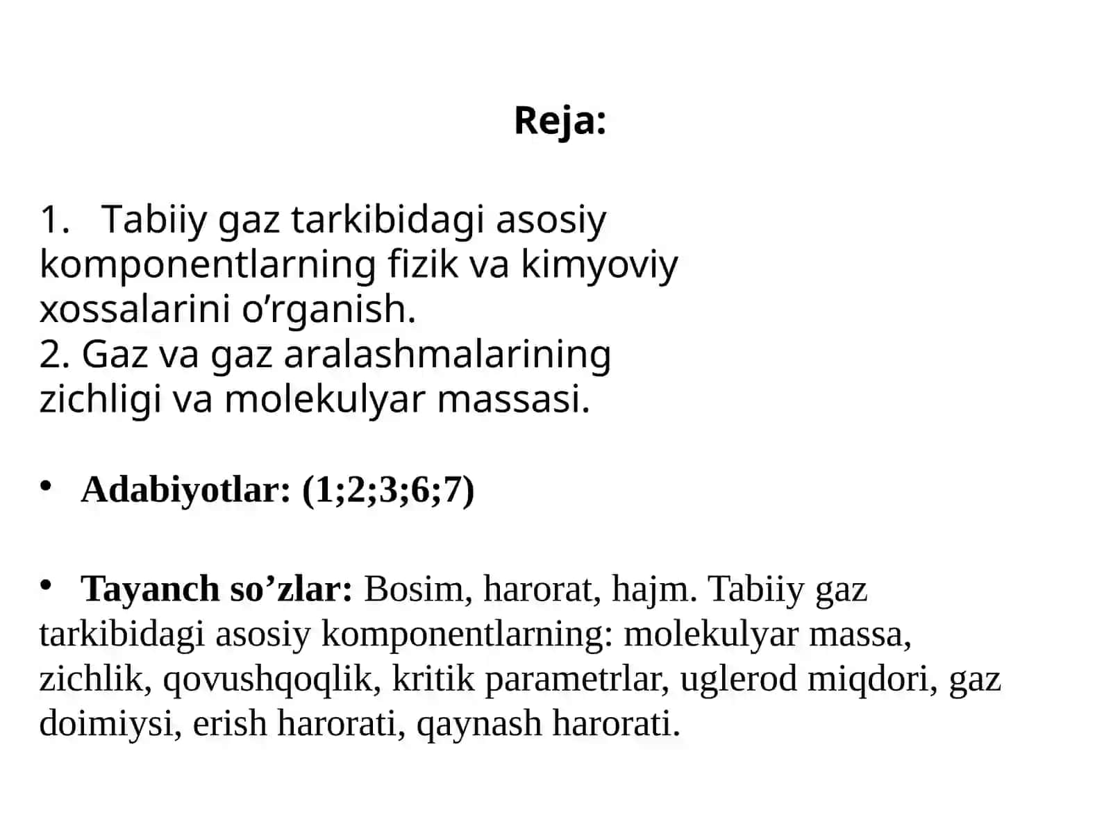 Tabiiy gaz tarkibidagi asosiy komponentlarning fizik va kimyoviy xossalari 2
