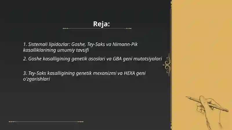Sistemali lipidozlar Goshe, Tey-saks,Nimann-Pik kasalliklari 2