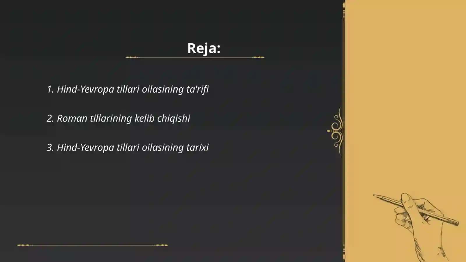 Hind-Yevropa tillari oilasi. Roman tillari 2