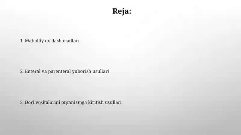 Dori-darmonlarni organizmga kiritilish usullari 2