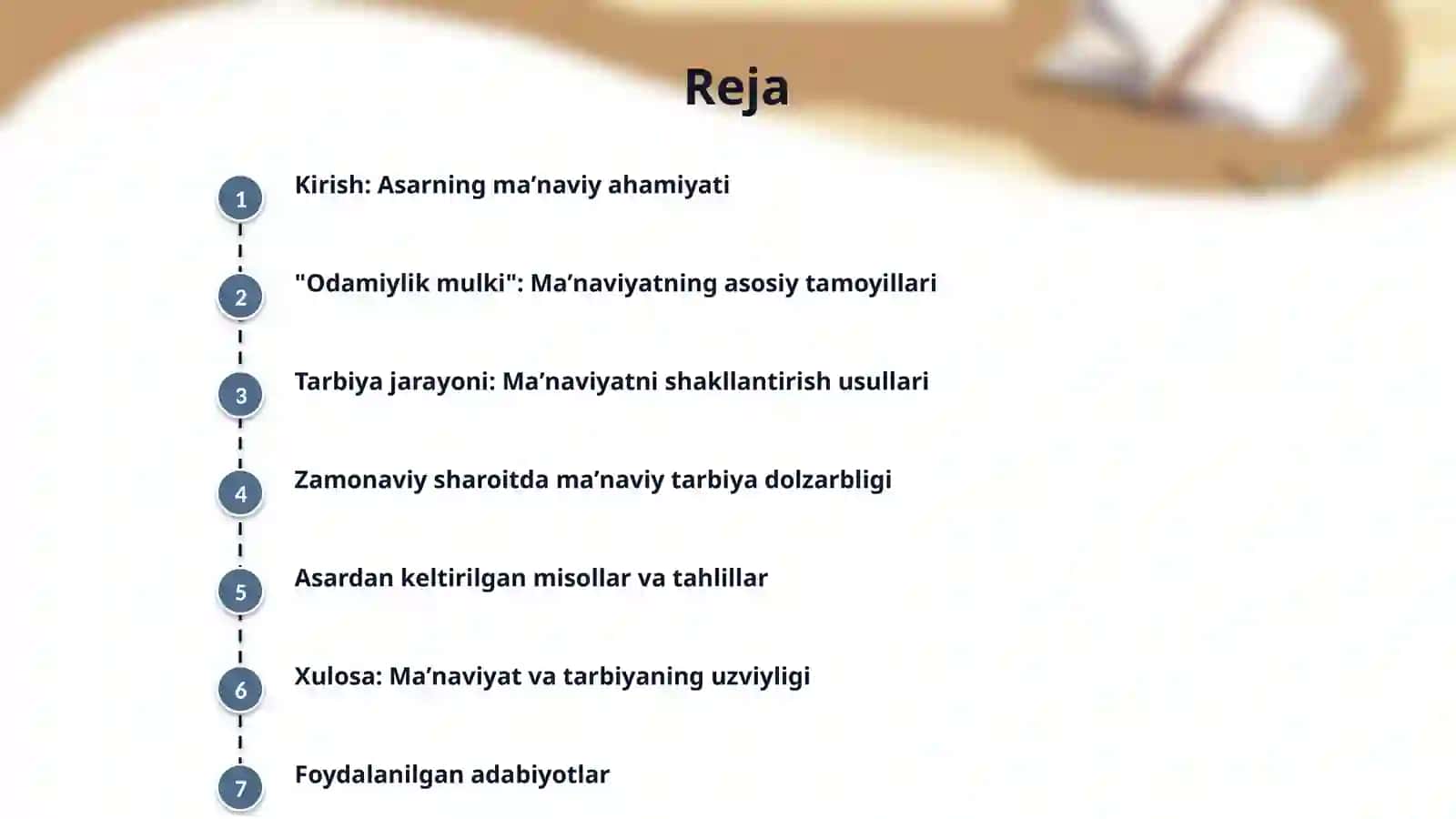 Tohir Malikning "Odamiylik mulki"  asarida maʼnaviyat va tarbiyat masalasi 2