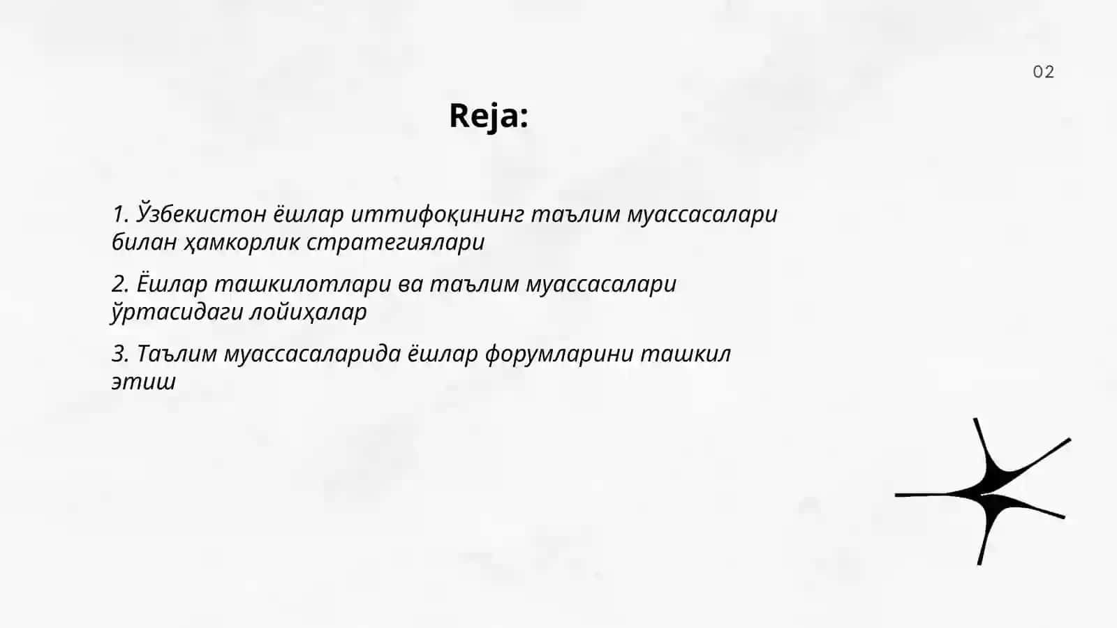 Ўзбекистон ешлар иттифоқи NNT нинг таълим муассасалари билан ОЛИБ борадиган ишларнинг мазмуни 2