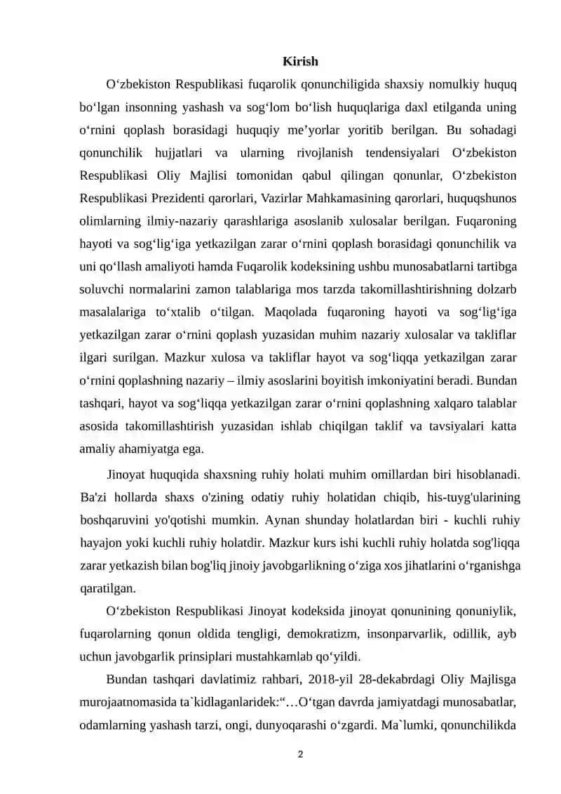 Kuchli ruhiy holatda sog'liqqa zarar yetkazganlik uchun jinoiy javobgarlikning xususiyatlari 2