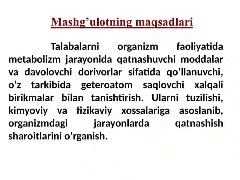 GETEROHАLQАLI BIRIKMАLАR METАBOLITLАR VАDORIVOR MODDАLАR SIFАTIDА 2