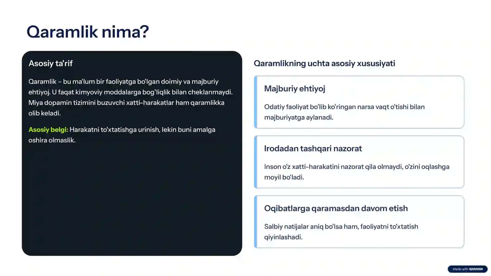 Nokimyoviy Qaramlik turlari 2