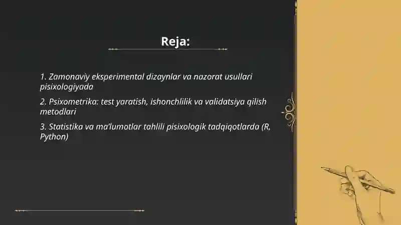 Zamonaviy pisixologiya va tadqiqot metodlari 2