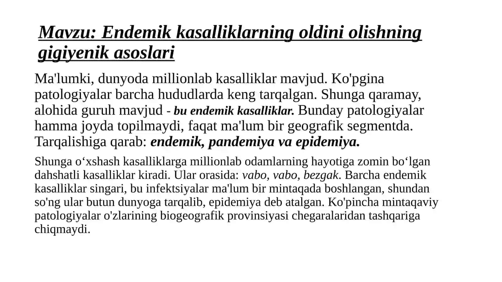 Gigiyena, harbiy gigiyena. Tibbiy ekologiya fanida tayyorlagan mustaqilishi 2