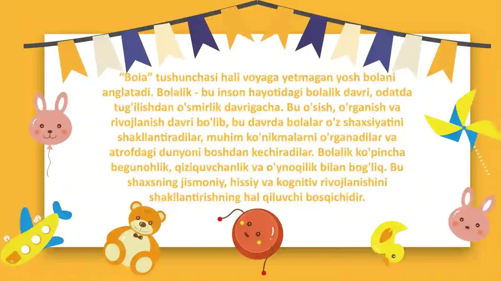 Bola tushunchasi, bolalik davri 2