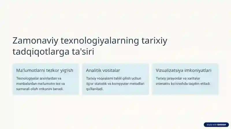 Tarix fani tadqiqotlari va zamonaviy texnologiyalar 2