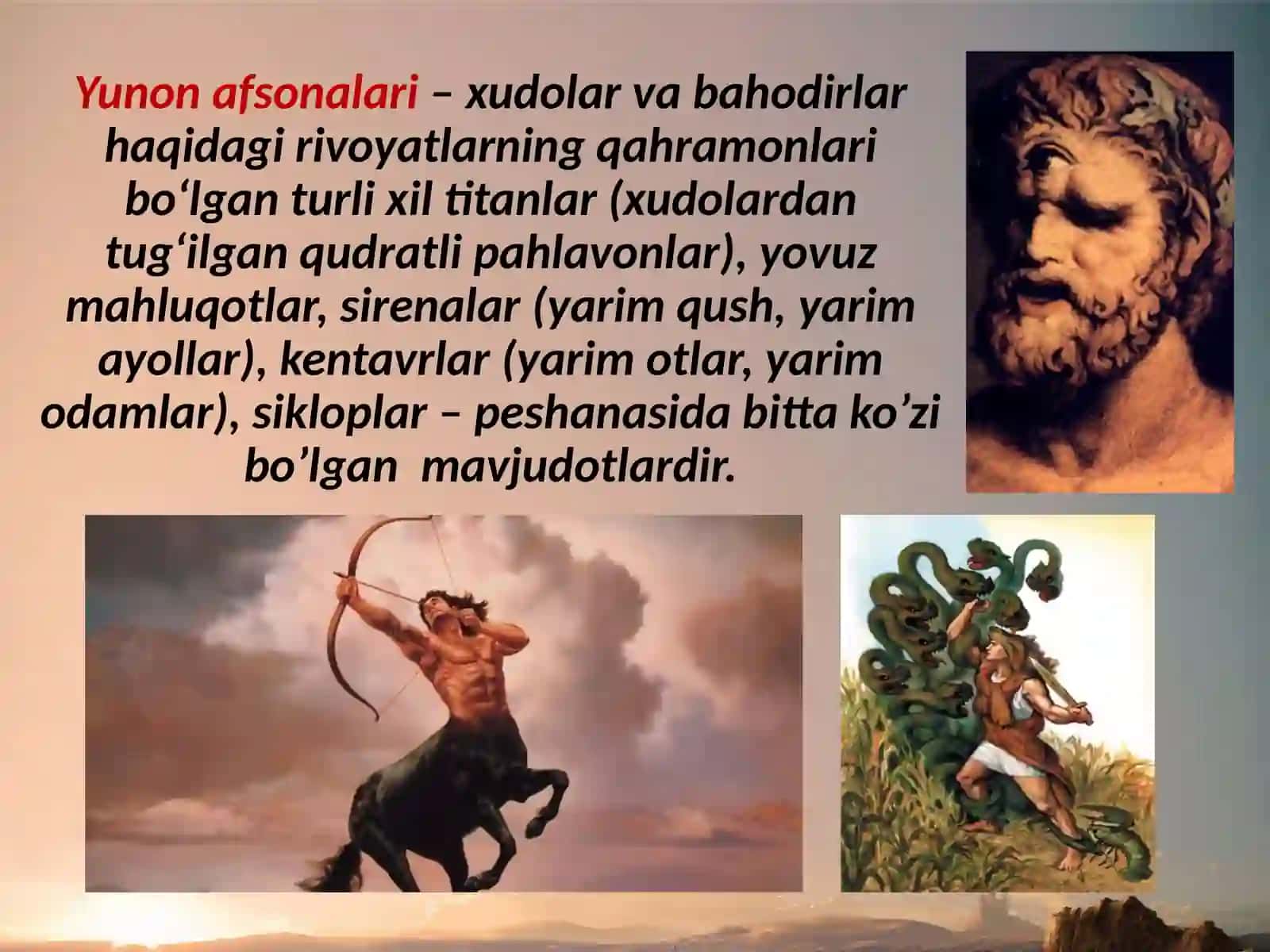 6-sinf Tarix fanidan Qadimgi Yunoniston afsonalari dars taqdimot 2