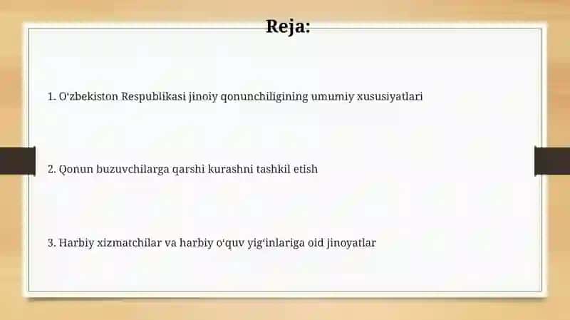 O'zbekiston Respublikasi jinoiy qonunchiligining umumiy xususiyatlari 2
