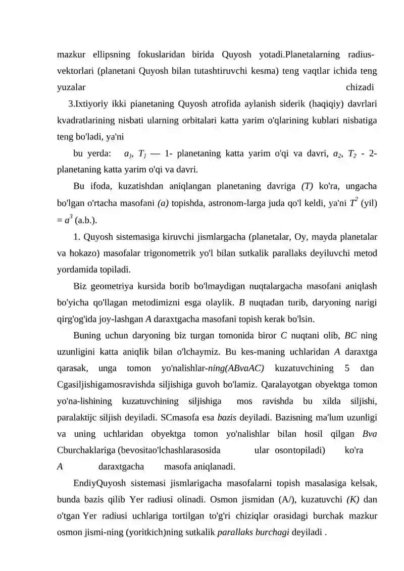 Kepler qonunlari 2