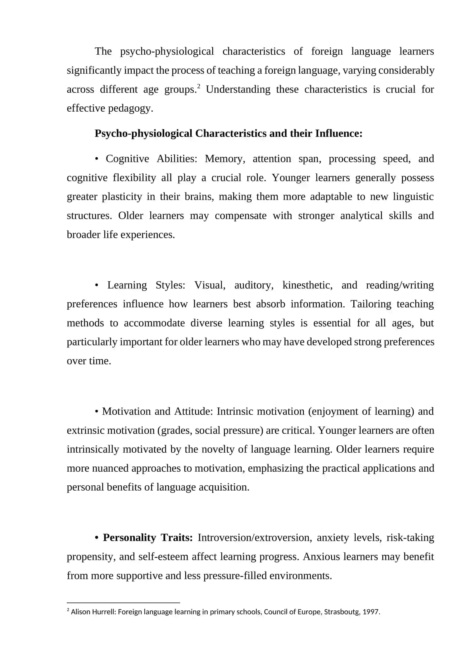 Psycho-physiological characteristics of foreign language learners and the process of teaching a foreign language to people of different age 2