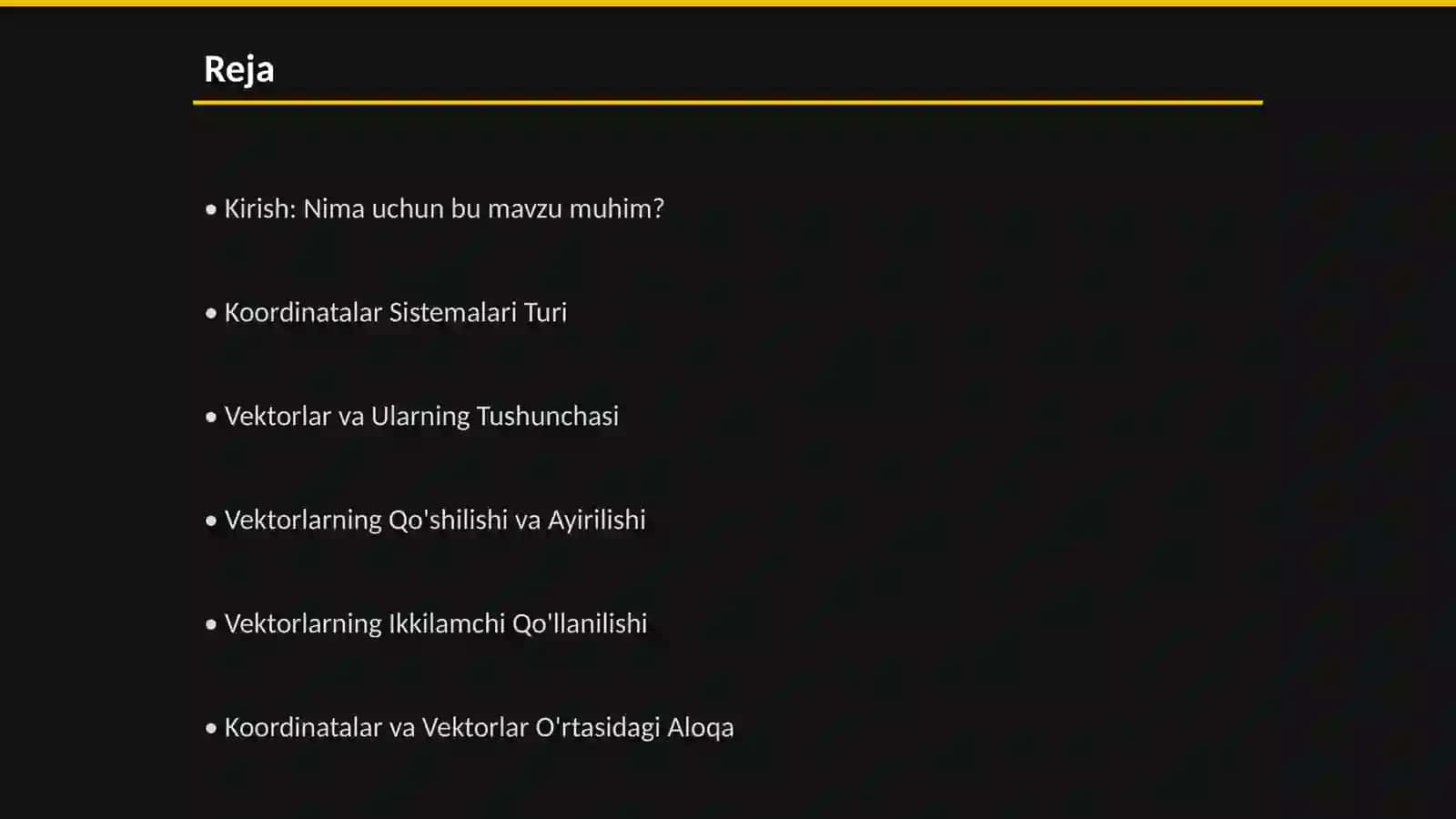 Fazoda Koordinatalar Sistemasi va Vektorlar 2