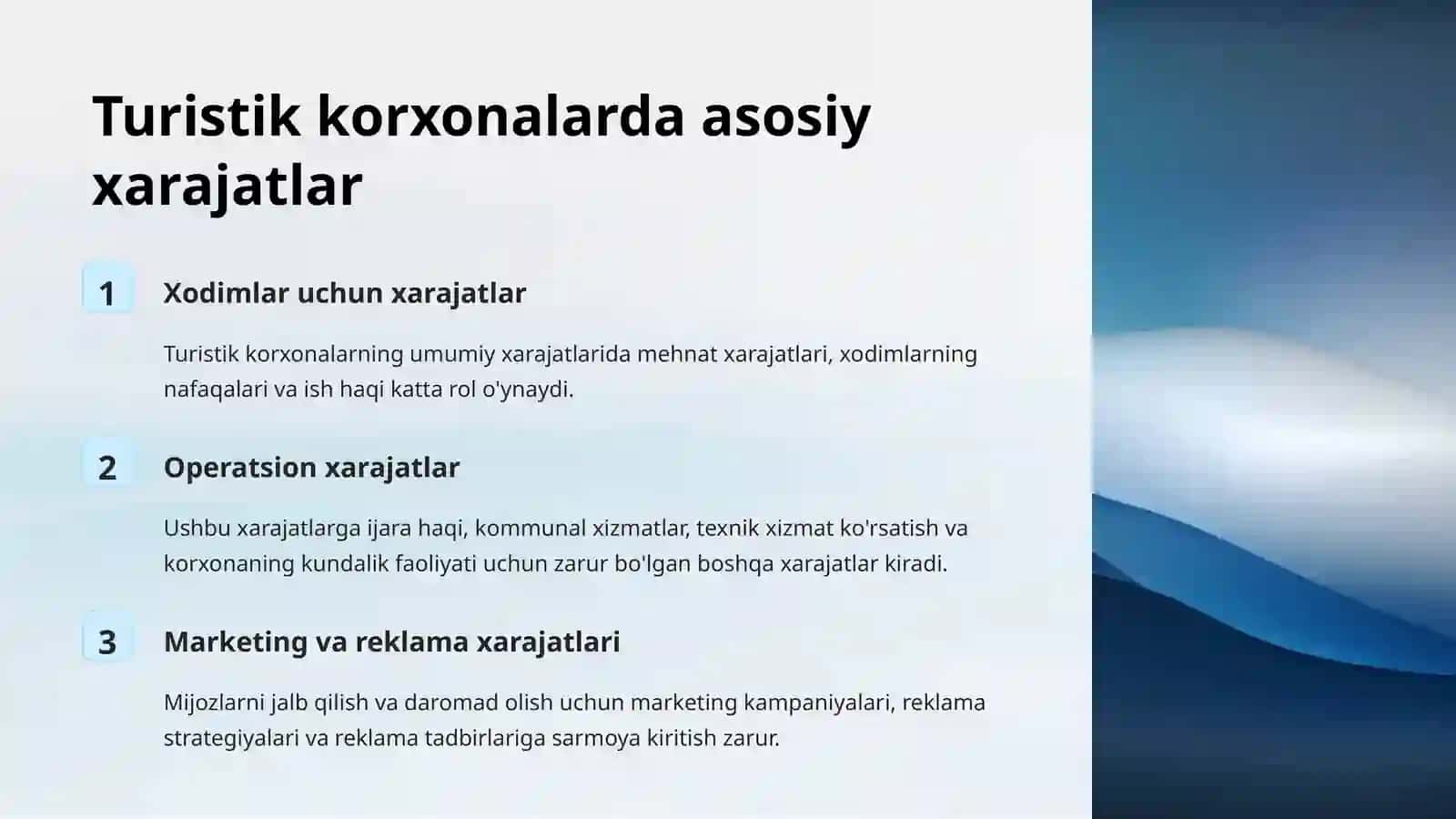 Turistikkorxonalarningxarajatlariva aylanma kapitali 2