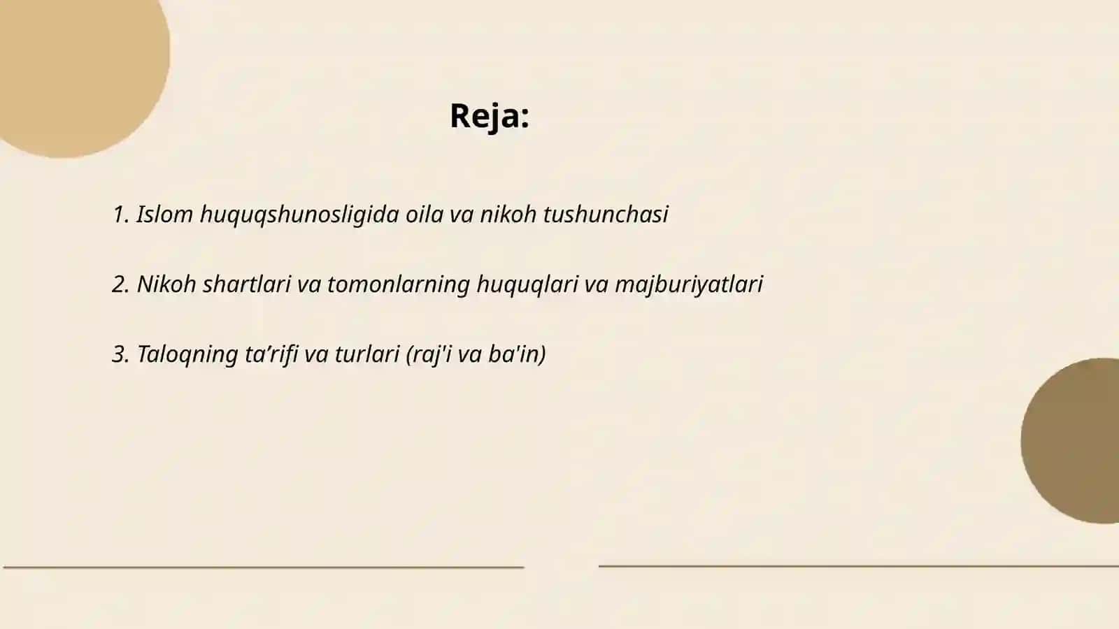 Islom huquqshunosligida oila nikoh taloq idda zihor tushunchalari 2