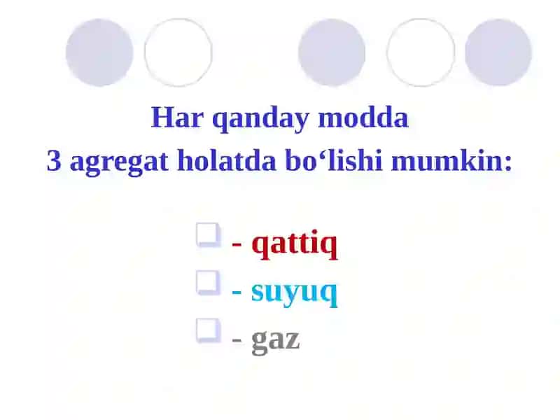 Moddaning agregat holati 2
