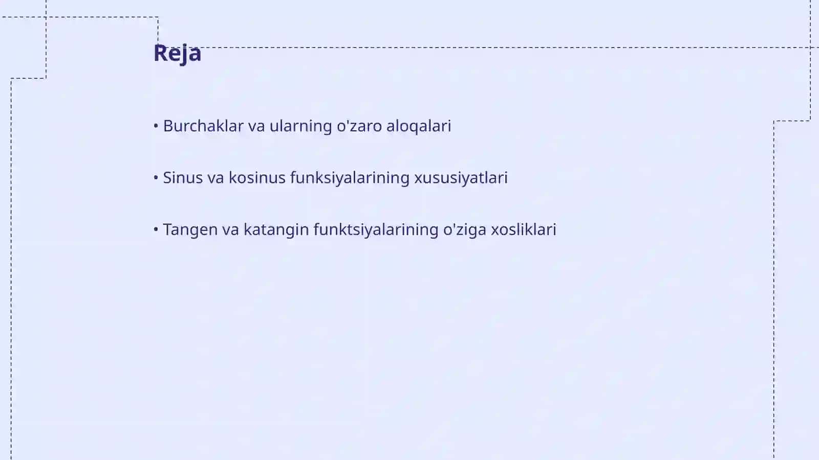 Burchaklar va ularning o'zaro aloqalari 2