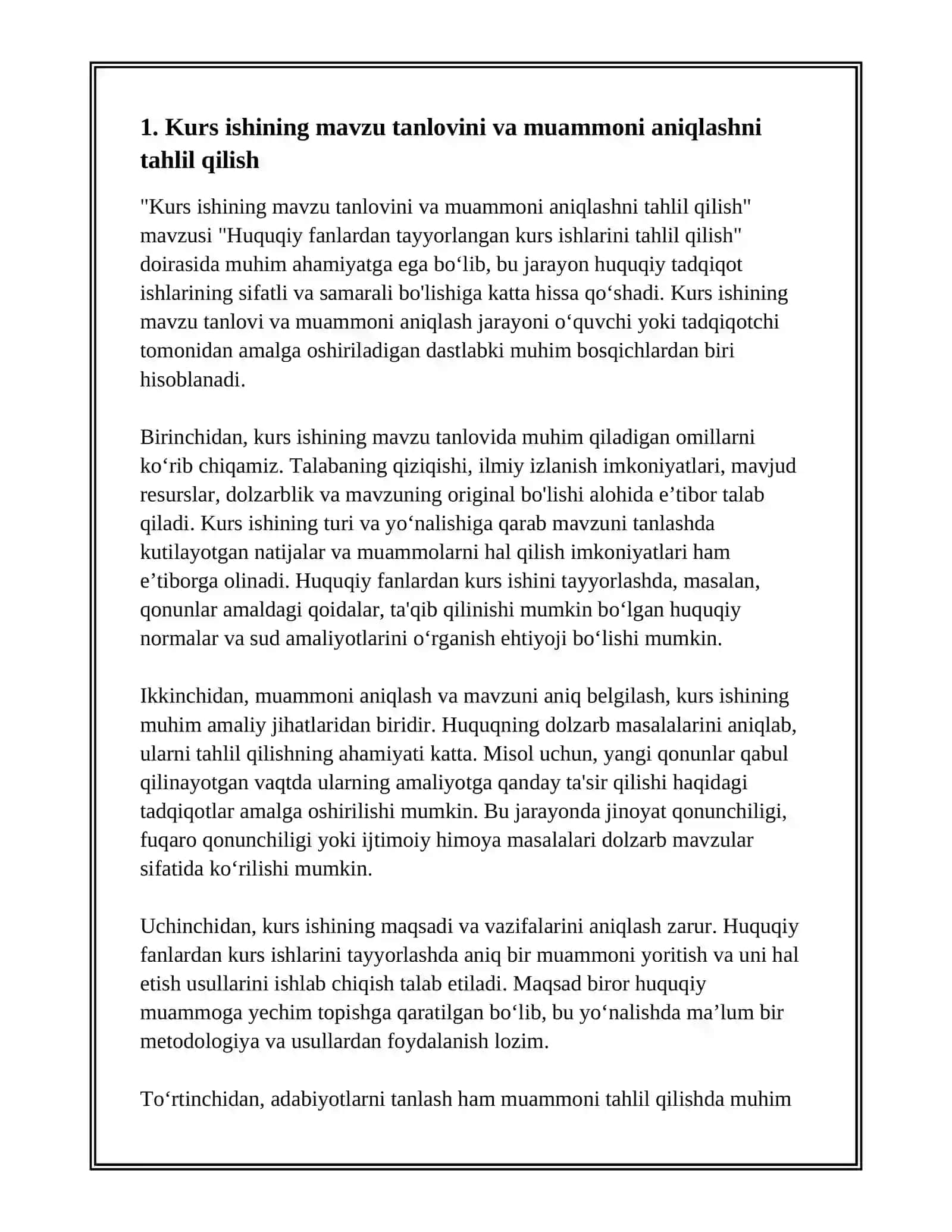 HUQUQIY FANLARDAN TAYYORLANGAN KURS ISHLARINI TAHLIL QILISH 2