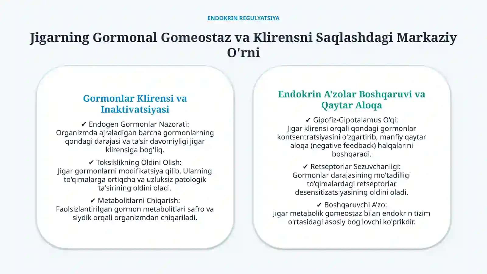 Jigarda gormonlarning zararsizlantirilishi va klinik ahamiyati — 15 slayd 2