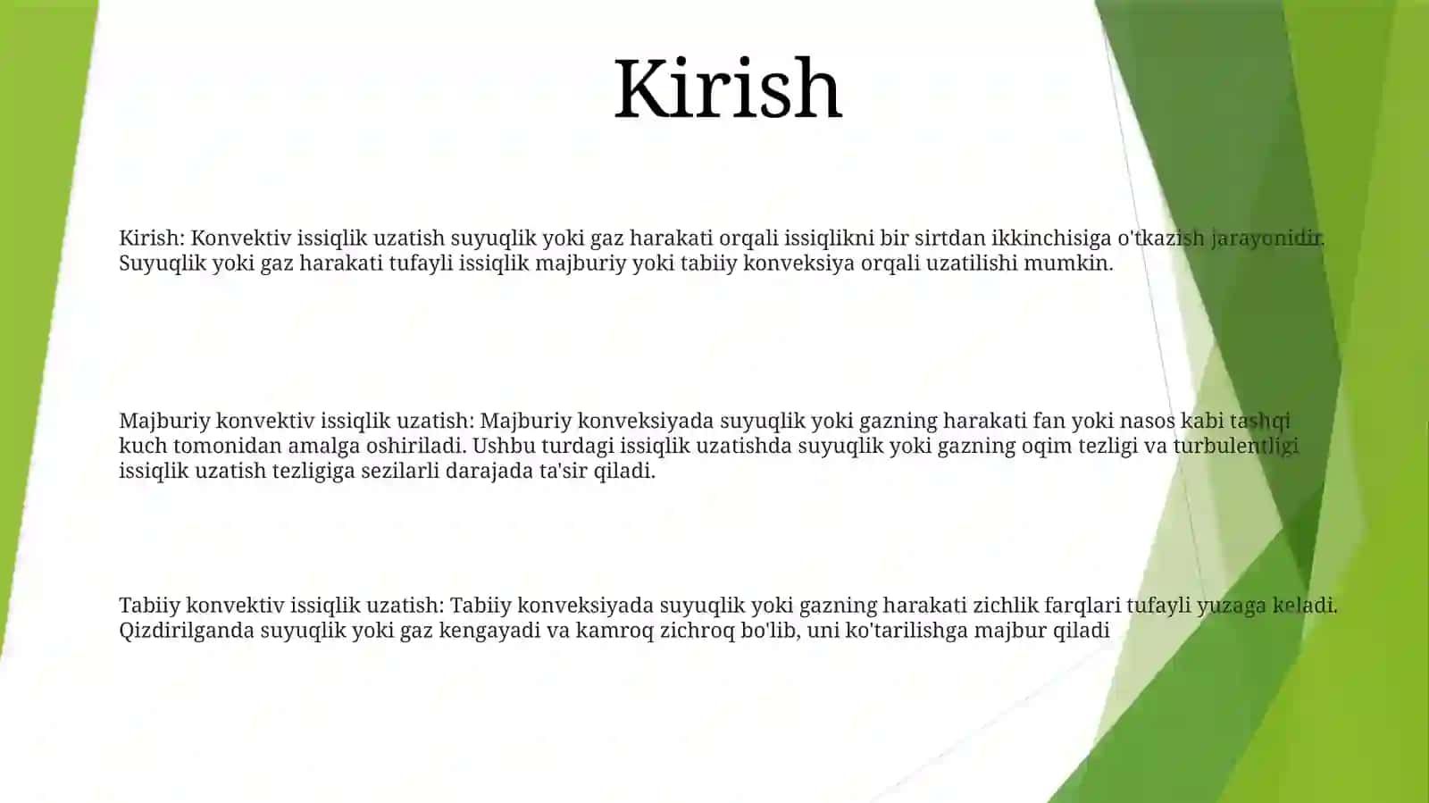 Konvektiv Issiqlik Almashinuvi 2