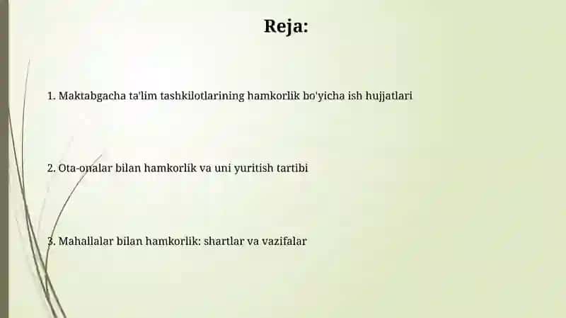 Maktabgacha talim tashkilotlarining hamkorlikga doir ish hujjatlari 2