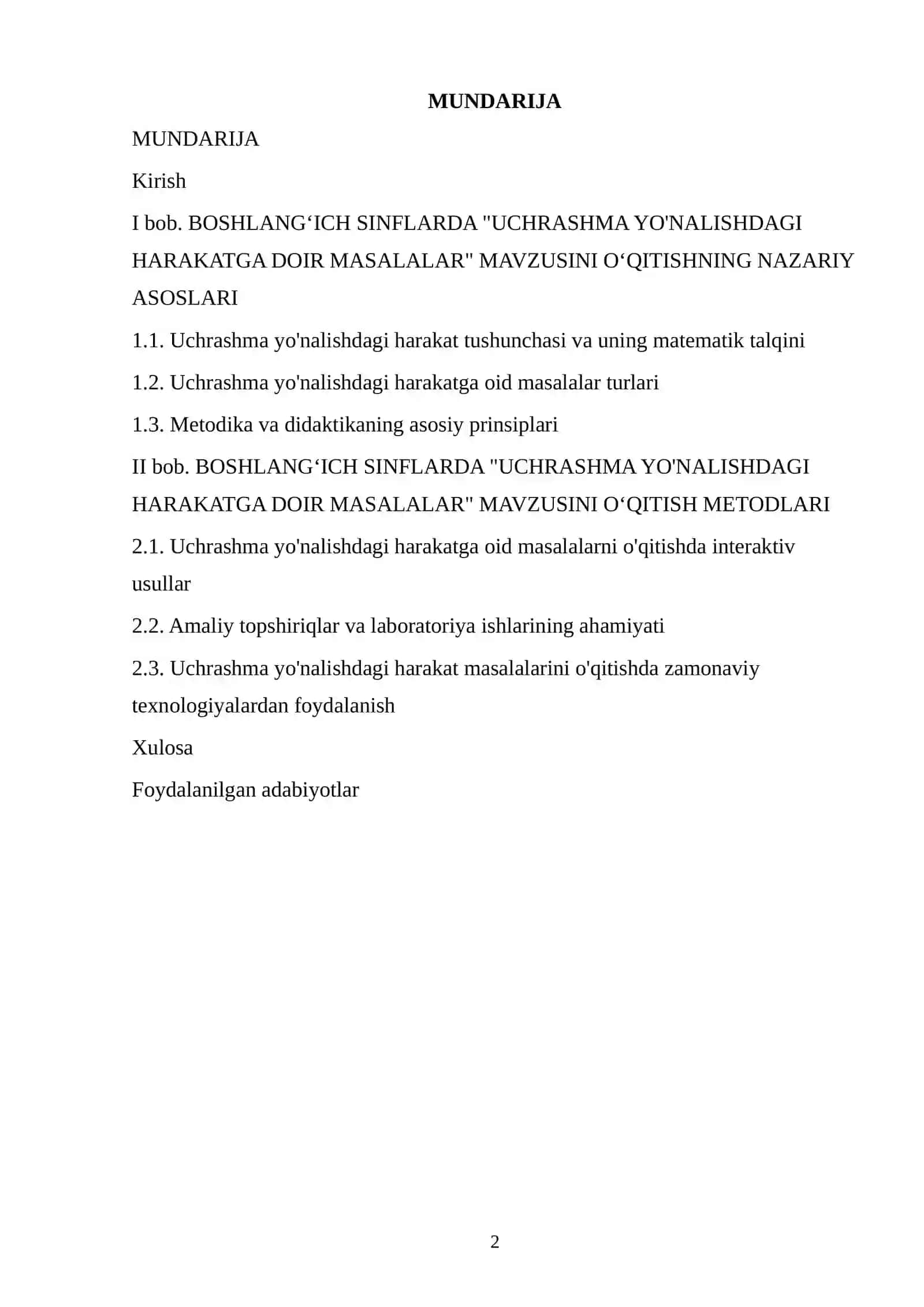 BOSHLANG‘ICH SINFLARDA "UCHRASHMA YO'NALISHDAGI HARAKATGA DOIR MASALALAR" MAVZUSINI O‘QITISH METODIKASI 2