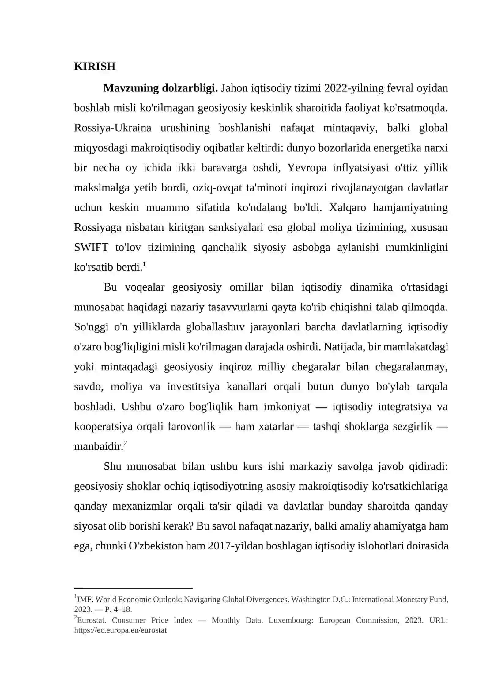 GEOSIYOSIY SHOKLAR (URUSHLAR, SANKSIYALAR) VA OCHIQ IQTISODIYOT DINAMIKASI 2