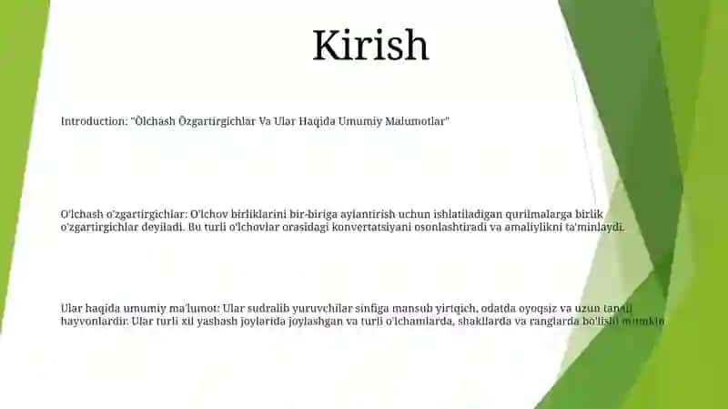 O'lchash Ōzgartirgichlar Va Ular Haqida Umumiy Malumotlar 2