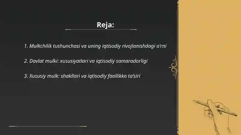 Mulkchilik shakllari va ularning iqtisodiy rivojlanishdagi oʻrni 2
