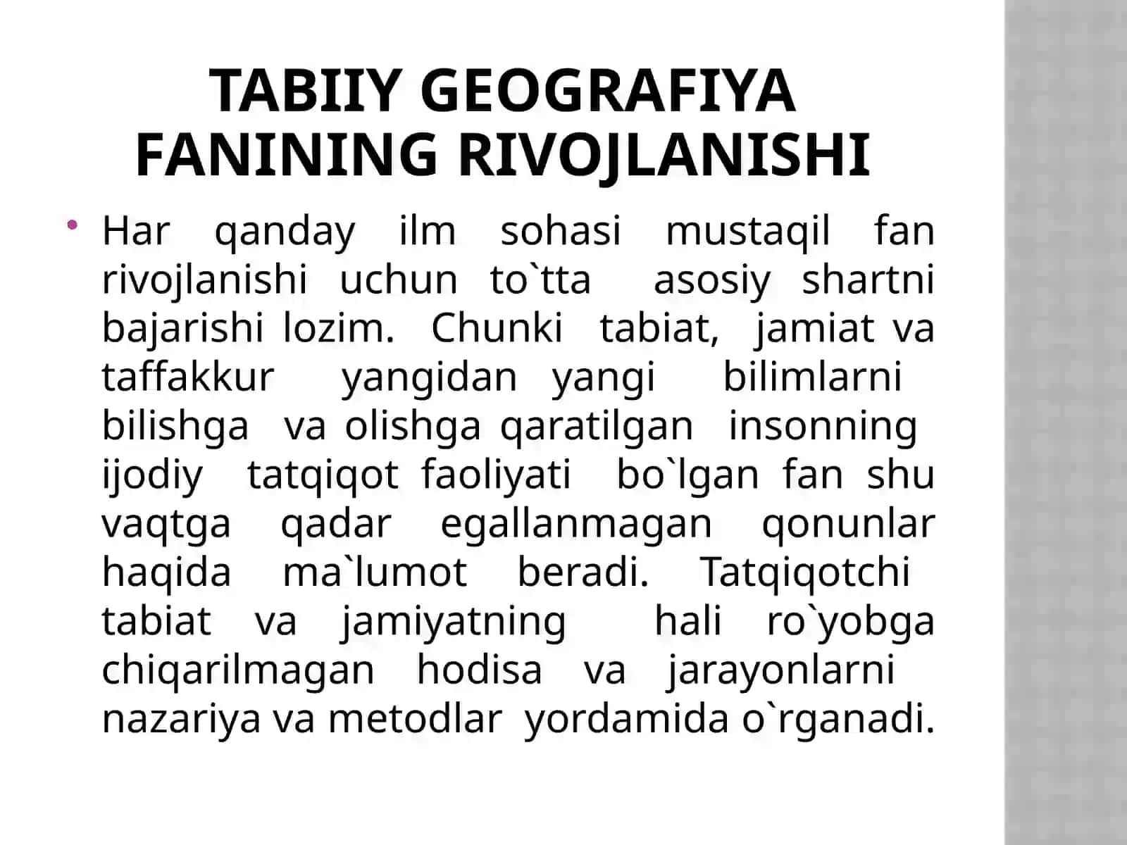 o’ZBEKISTONDATABIIY GEOGRAFIYA FANINING RIVOJLANISH TARIXI 2