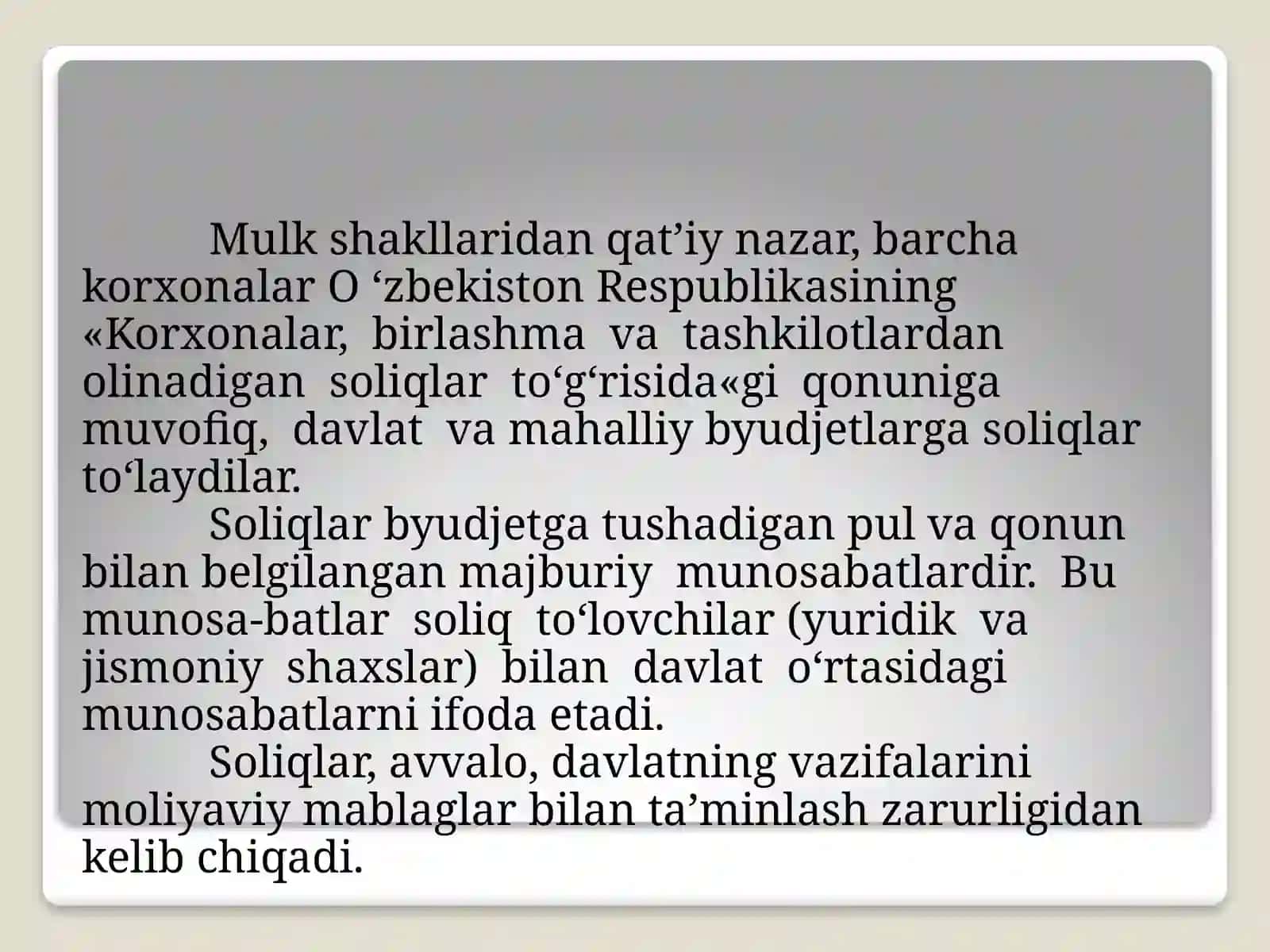 Kichik biznes va tadbirkorlik sub'ektlari soliqlash usullari 2