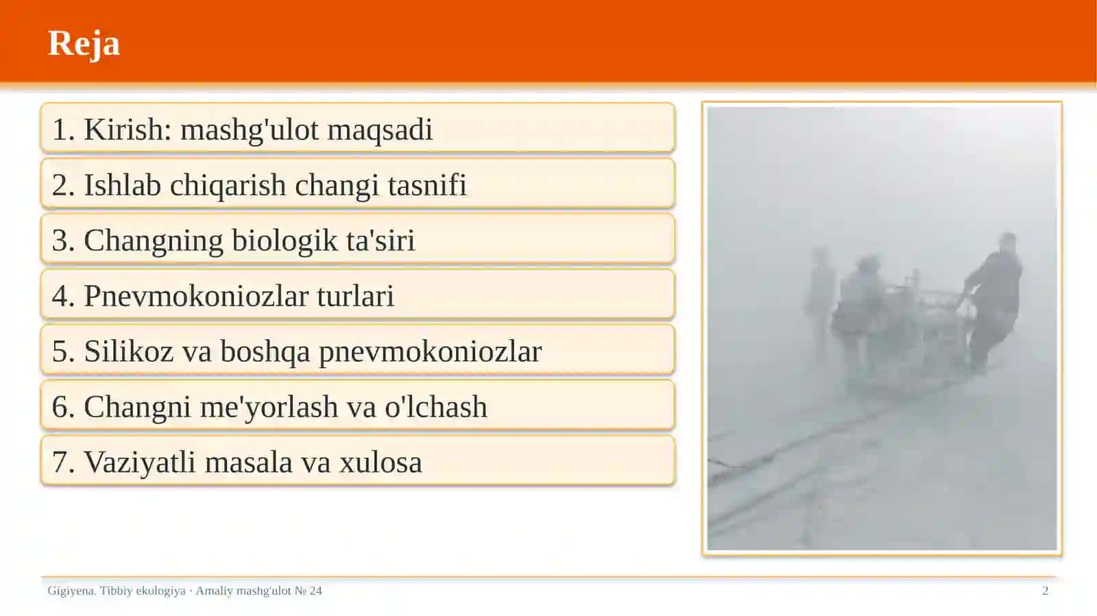 Chang patologiyasi. Pnevmokoniozlar va ularning profilaktikasi 2