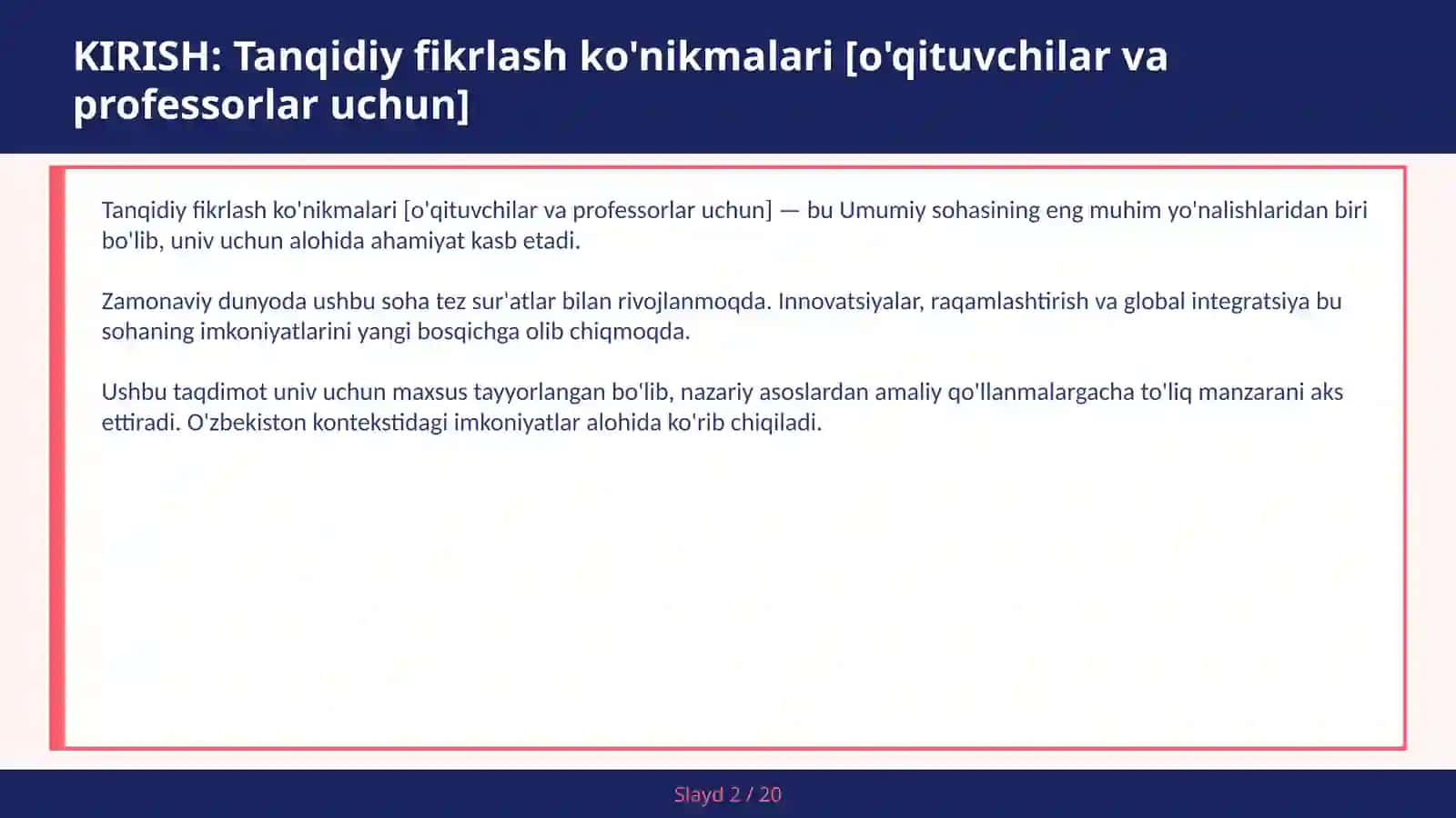 Tanqidiy fikrlash ko'nikmalari [O'qituvchilar va professorlar uchun] 2