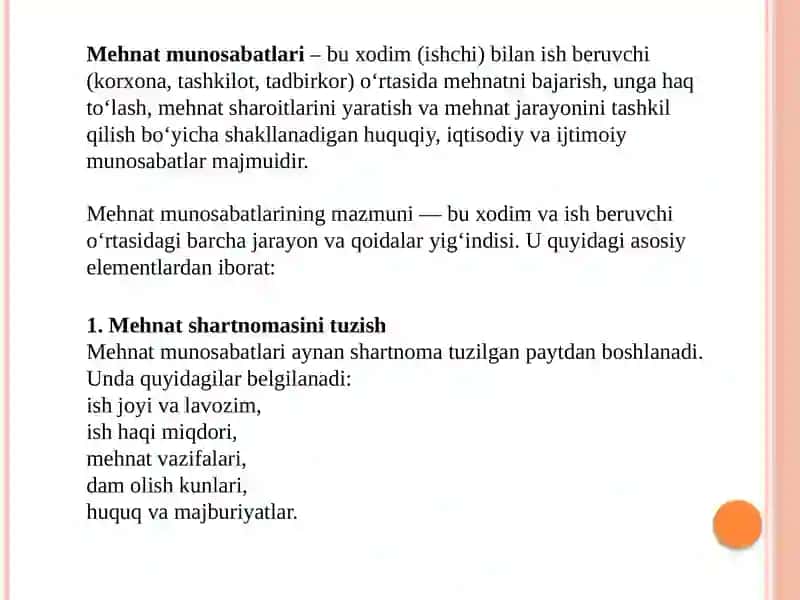Mehnat munosabatlari 2