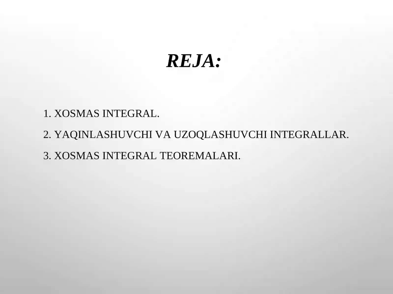 Xosmas integrallar 2